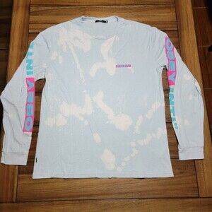 Obey LS Lt Blue & White Tie-Dye Unisex Tee - Size Medium